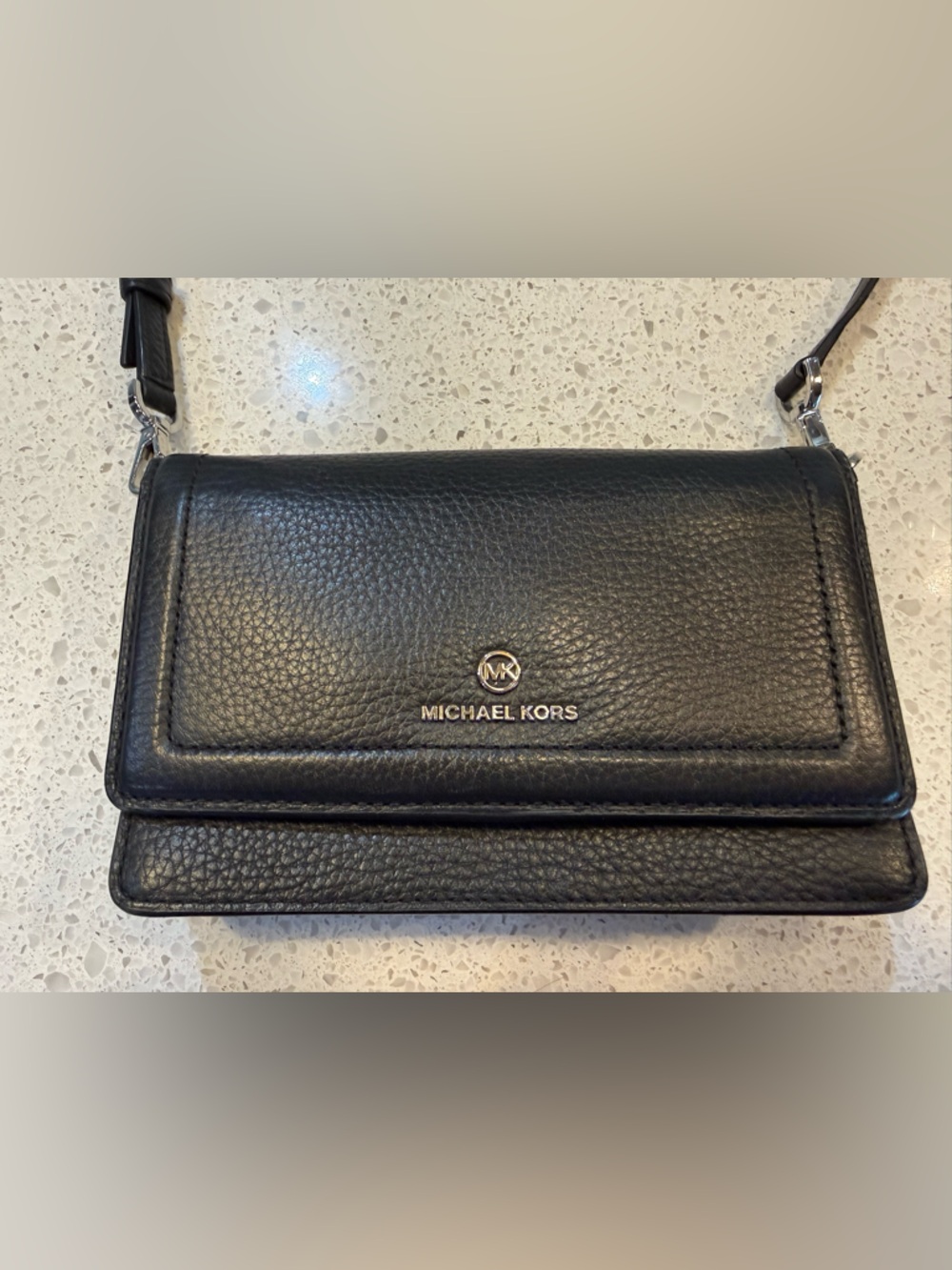 Michael Kors Black Pebbled Leather Wristlet Wallet
